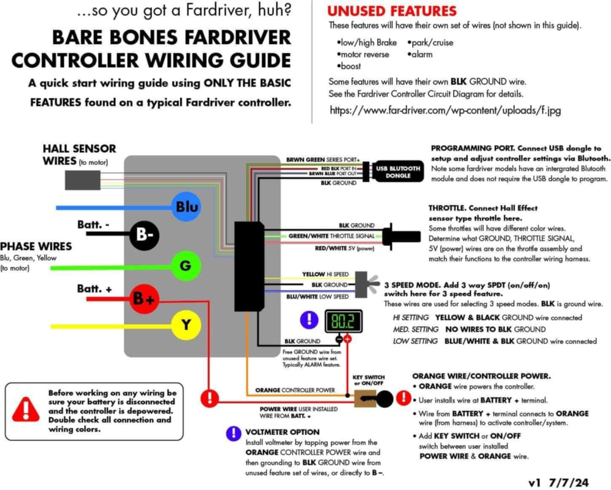 FarDriver Sinewave Controller:  ND72300b ENCODER w BUILT IN Bluetooth (Tuttio Soleil 01 or QRonge X1 Spark)